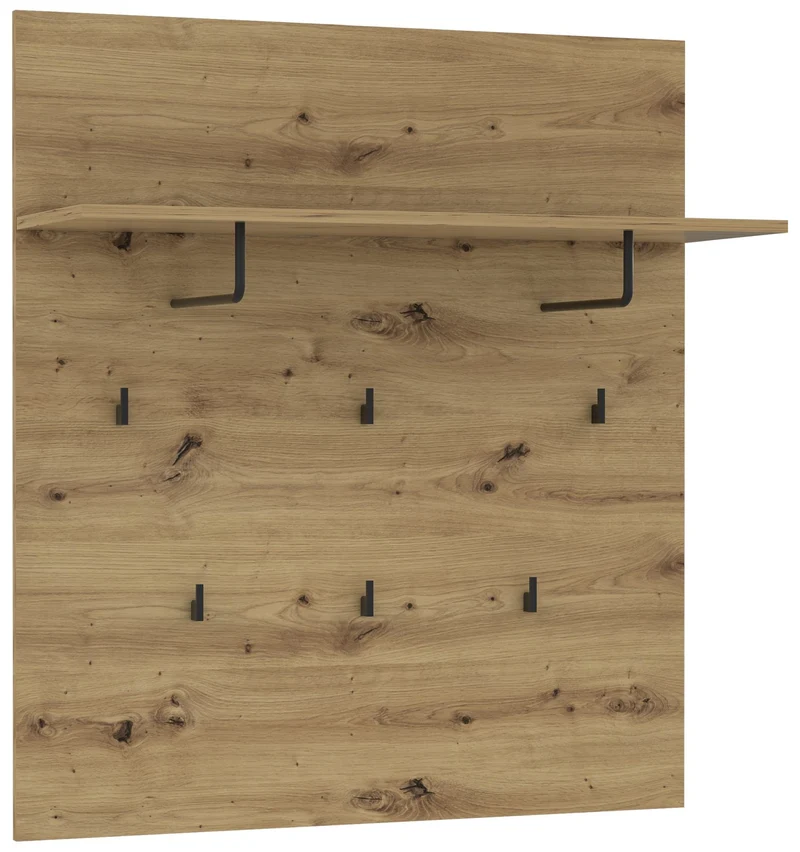 Garderobenpaneel TRONDHEIM mit 6 Haken Artisan Eiche Optik, von Forte