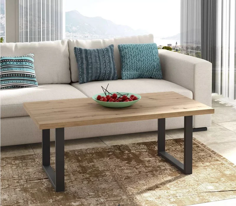 Couchtisch Artisan Eiche Optik 110 x 60 cm mit Kufengestell schwarz