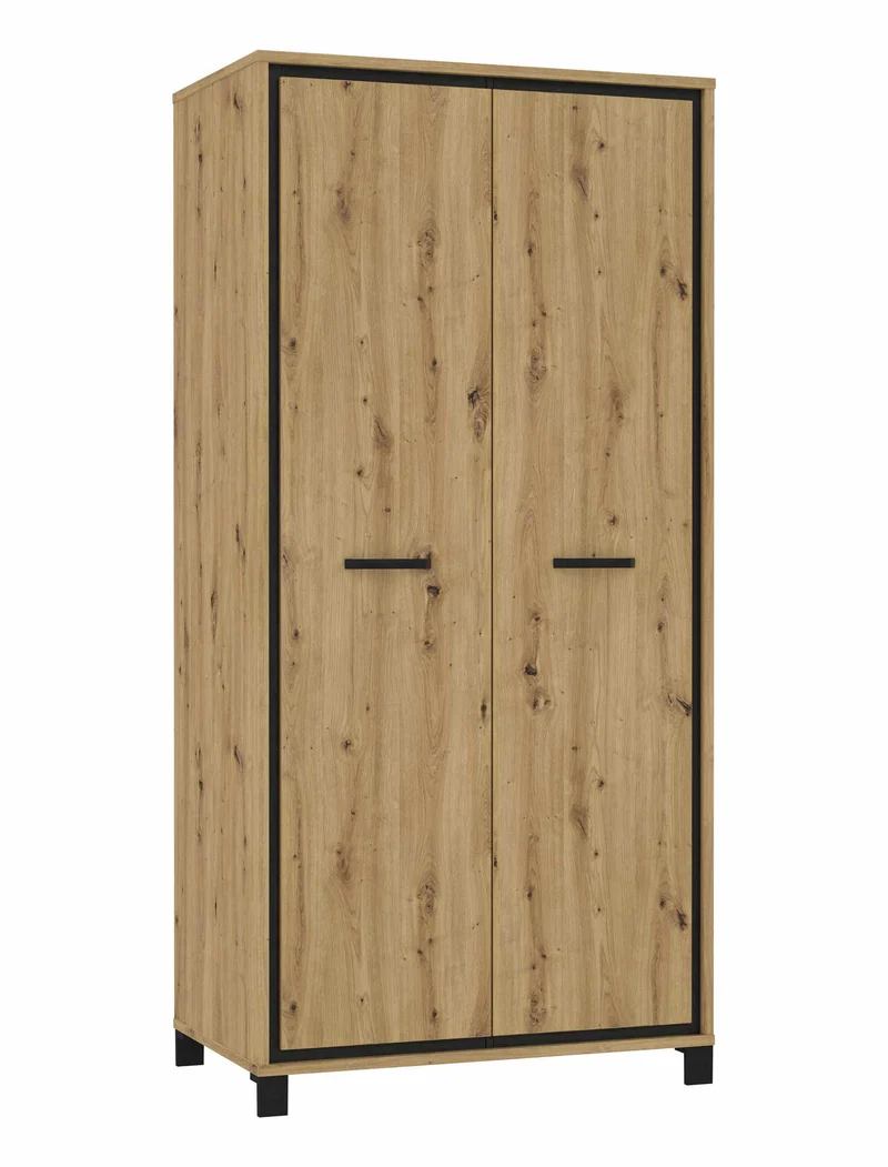 Kleiderschrank TRONDHEIM 2 Türen Artisan Eiche / Schwarzeiche Optik