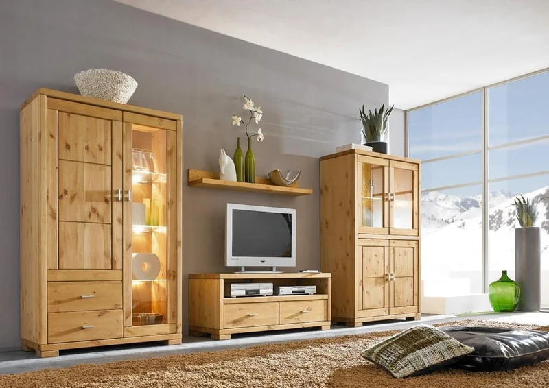TV-Kommode VITA 160 cm Lowboard mit 2 Schubladen Kiefer massiv
