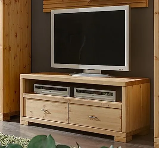 TV-Kommode VITA 120 cm Lowboard mit 2 Schubladen Kiefer massiv