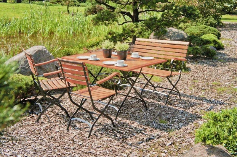 2 x Gartenstuhl Klappstuhl Wien mit Armlehne - Metall und Eukalyptus