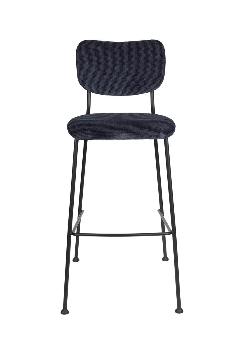 Barhocker BENSON DARK BLUE von ZUIVER mit trendigen Cordstoff
