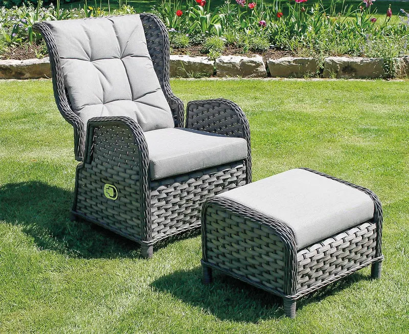 Gartensessel Relaxsessel COMFORT - verstellbare Rückenlehne und Hocker