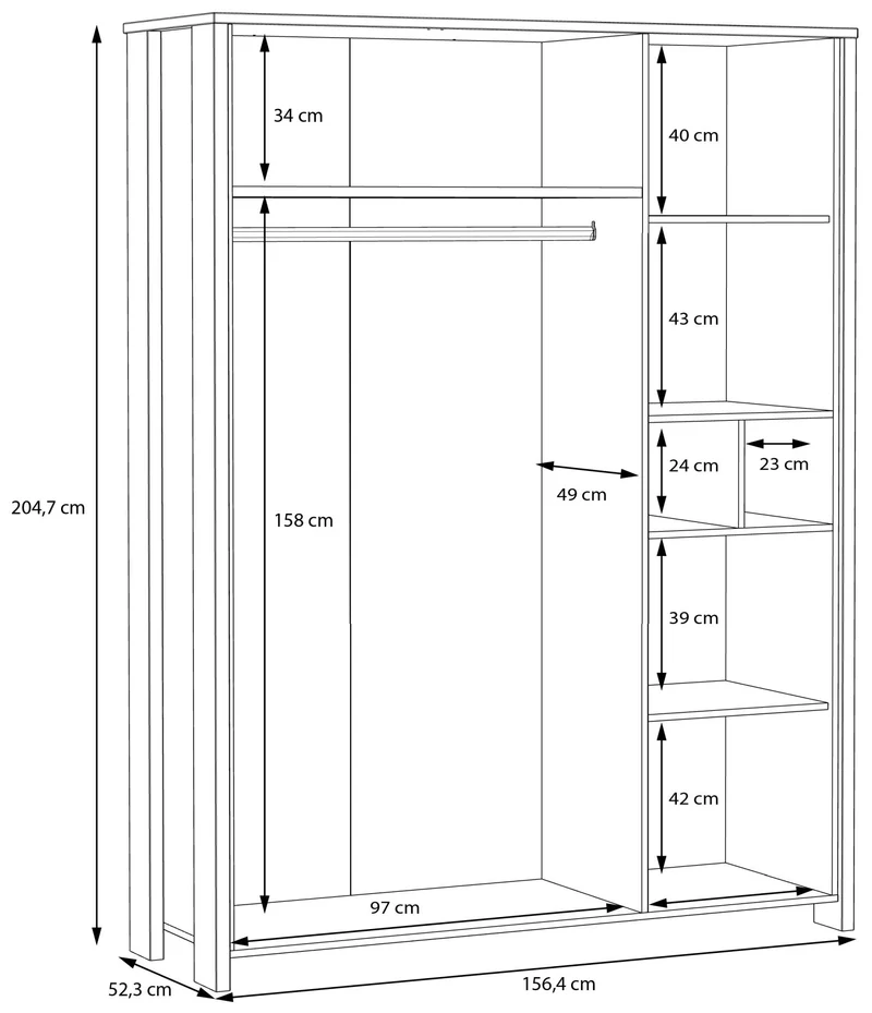 Kleiderschrank CLIF 4-trg. Old Wood Vintage Beton Optik von Forte