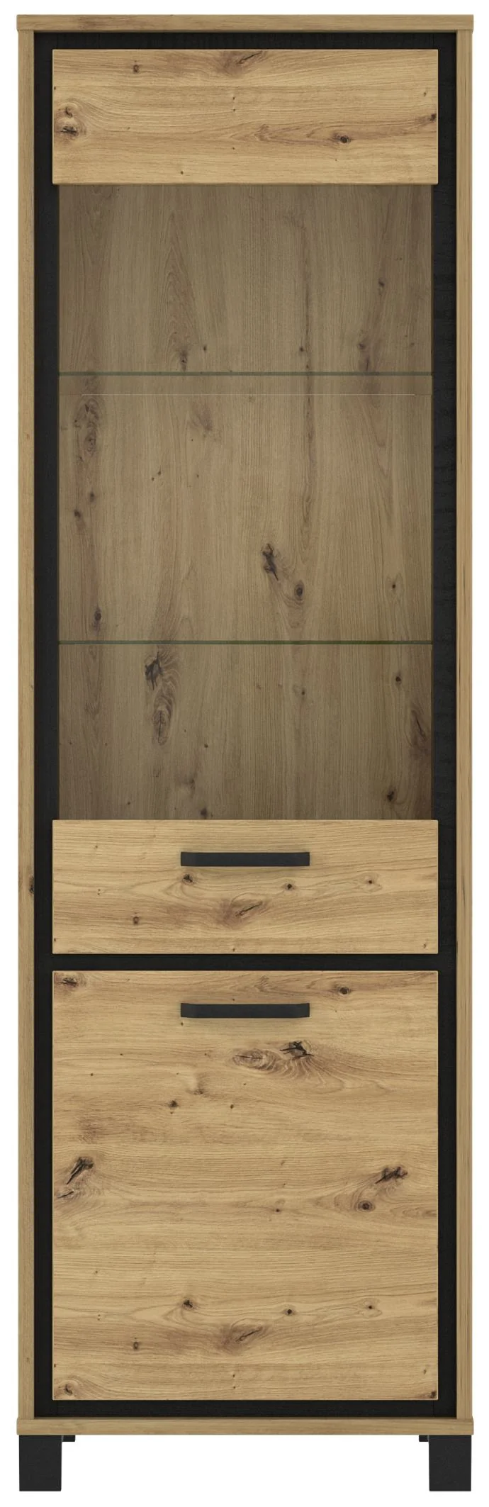 Vitrine TRONDHEIM 2-trg. Artisan Eiche / Schwarzeiche Optik, von Forte