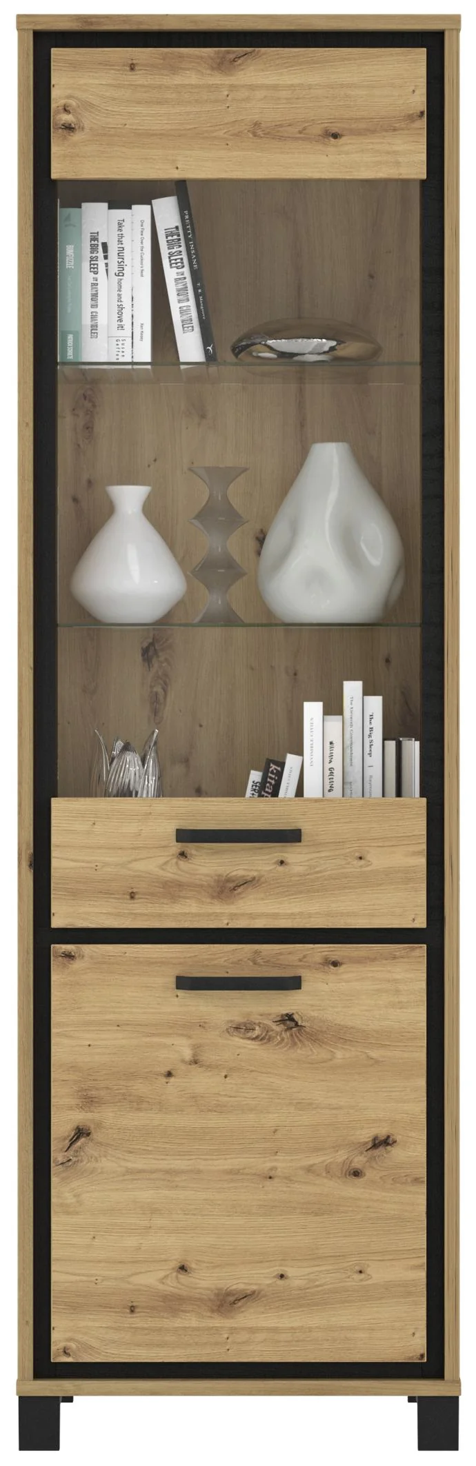 Vitrine TRONDHEIM 2-trg. Artisan Eiche / Schwarzeiche Optik, von Forte