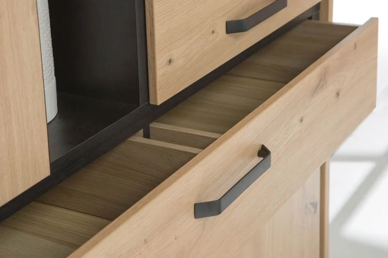 Highboard TRONDHEIM 4 Türen Artisan Eiche / Schwarzeiche Optik, Forte