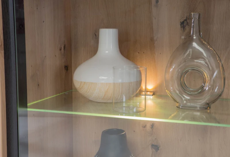 Highboard Vitrine TRONDHEIM Artisan Eiche / Schwarzeiche Optik, Forte