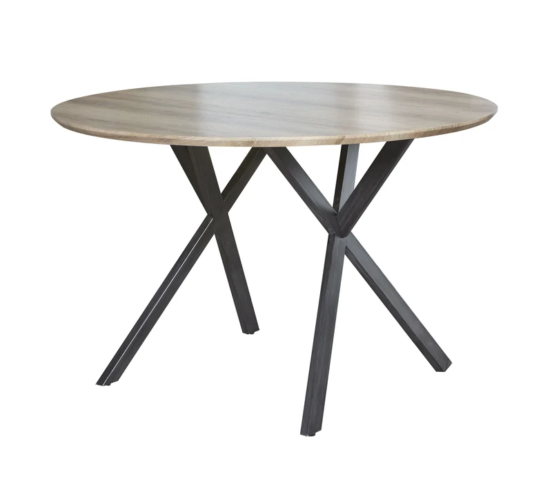 Esstisch HENK 120 cm Tischplatte 3D-Eiche Antik-Effekt rund