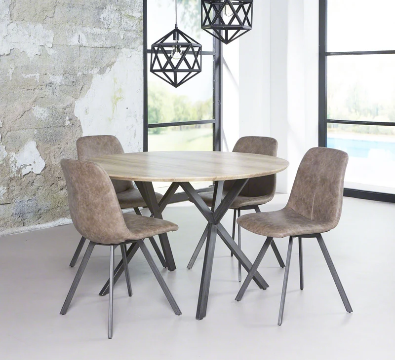 Esstisch HENK 120 cm Tischplatte 3D-Eiche Antik-Effekt rund