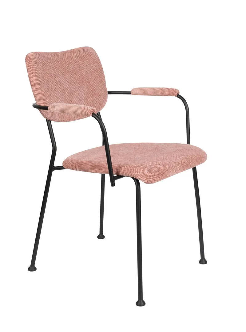 ZUIVER Armlehnstuhl BENSON PINK mit trendigen Cordstoff