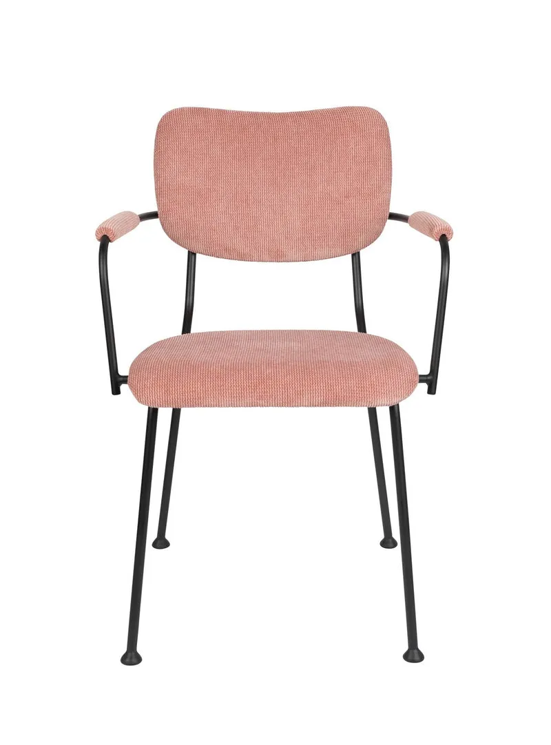 ZUIVER Armlehnstuhl BENSON PINK mit trendigen Cordstoff