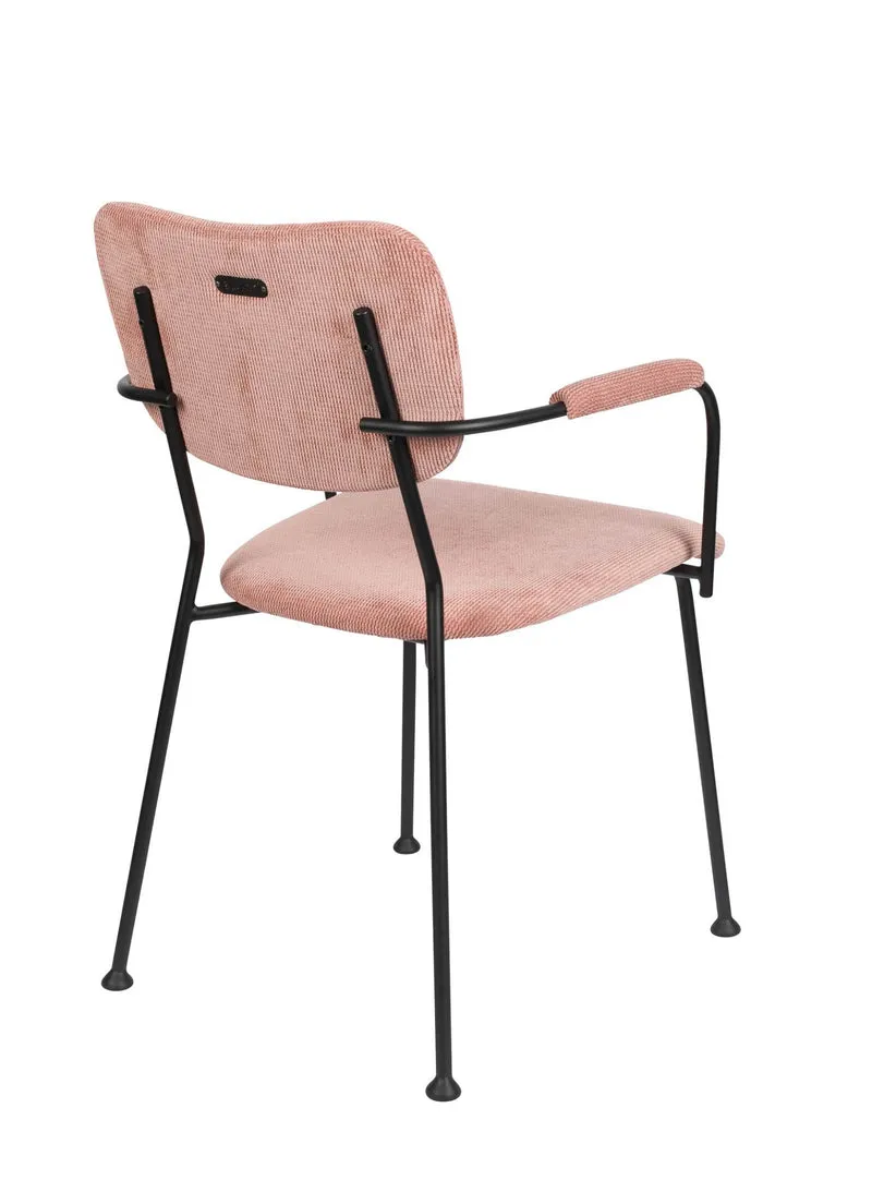 ZUIVER Armlehnstuhl BENSON PINK mit trendigen Cordstoff