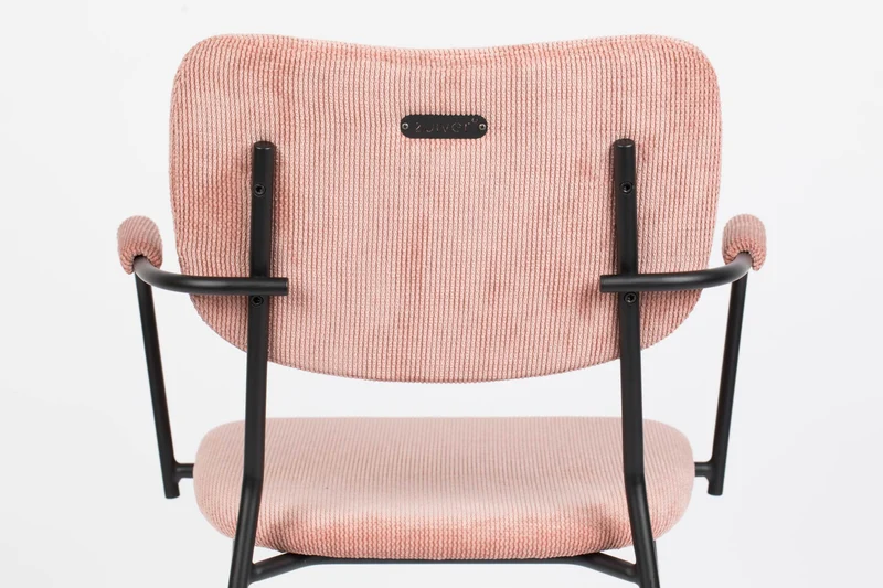 ZUIVER Armlehnstuhl BENSON PINK mit trendigen Cordstoff
