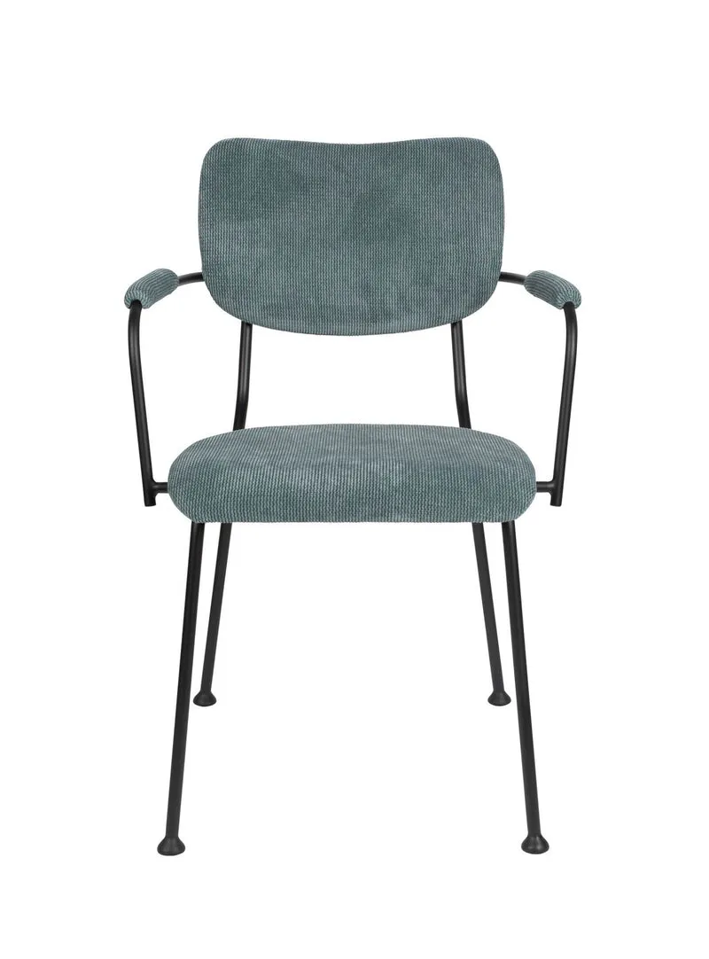 ZUIVER Armlehnstuhl BENSON GREY BLUE mit trendigen Cordstoff