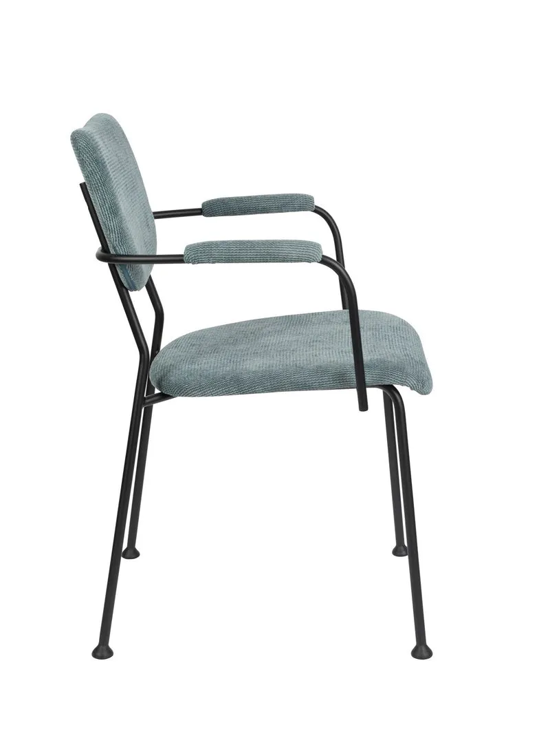 ZUIVER Armlehnstuhl BENSON GREY BLUE mit trendigen Cordstoff