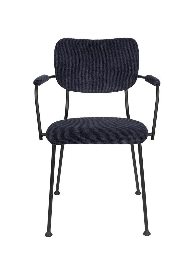 ZUIVER Armlehnstuhl BENSON DARK BLUE mit trendigen Cordstoff