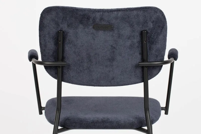 ZUIVER Armlehnstuhl BENSON DARK BLUE mit trendigen Cordstoff