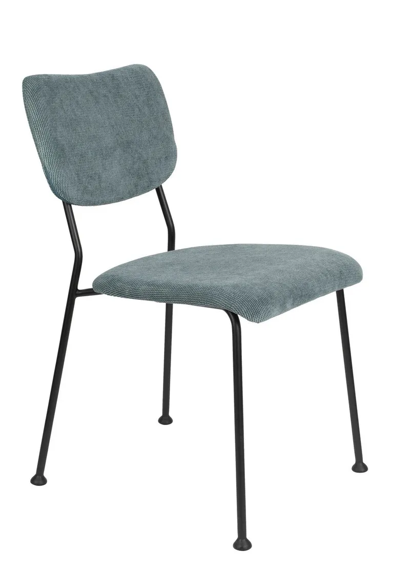 Esszimmerstuhl BENSON GREY BLUE von ZUIVER mit trendigen Cordstoff