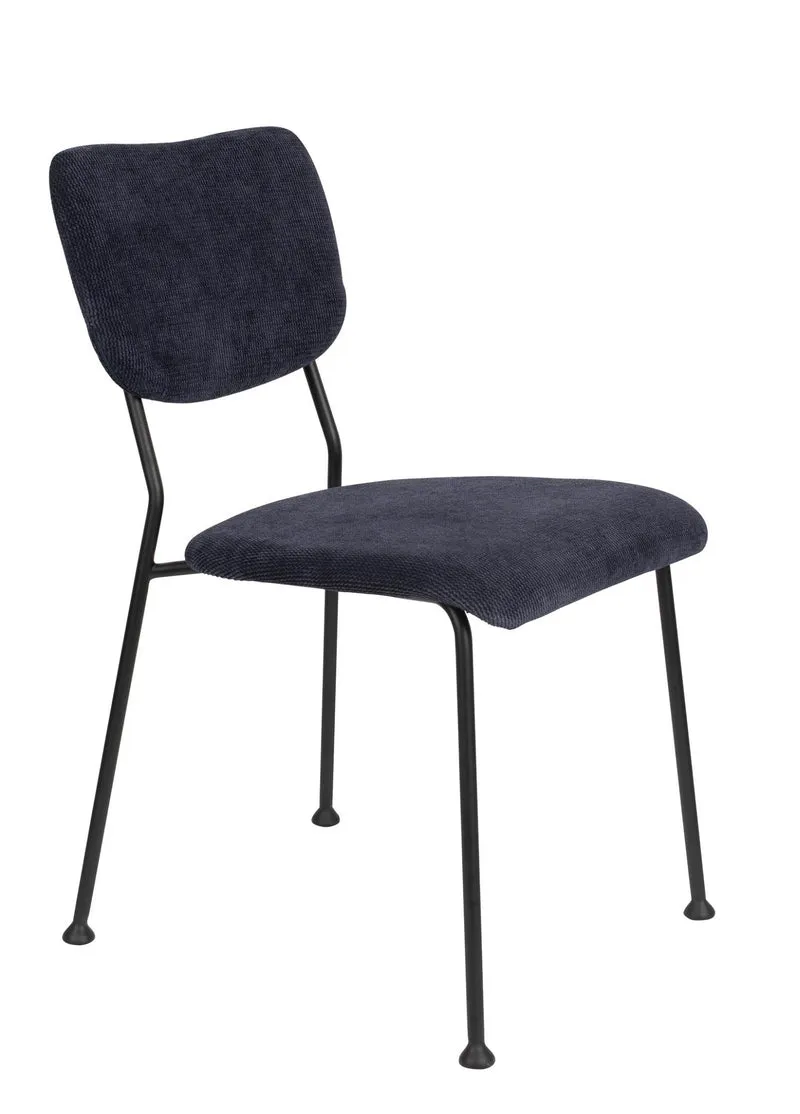 Esszimmerstuhl BENSON DARK BLUE von ZUIVER mit trendigen Cordstoff