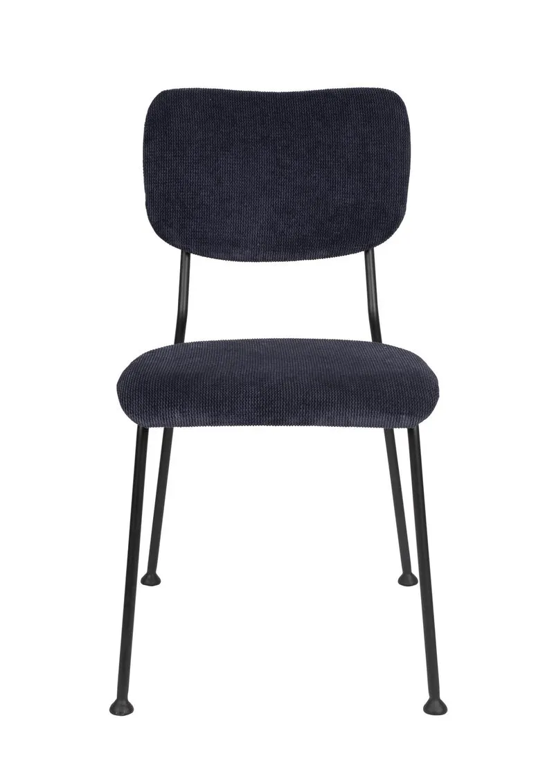 Esszimmerstuhl BENSON DARK BLUE von ZUIVER mit trendigen Cordstoff