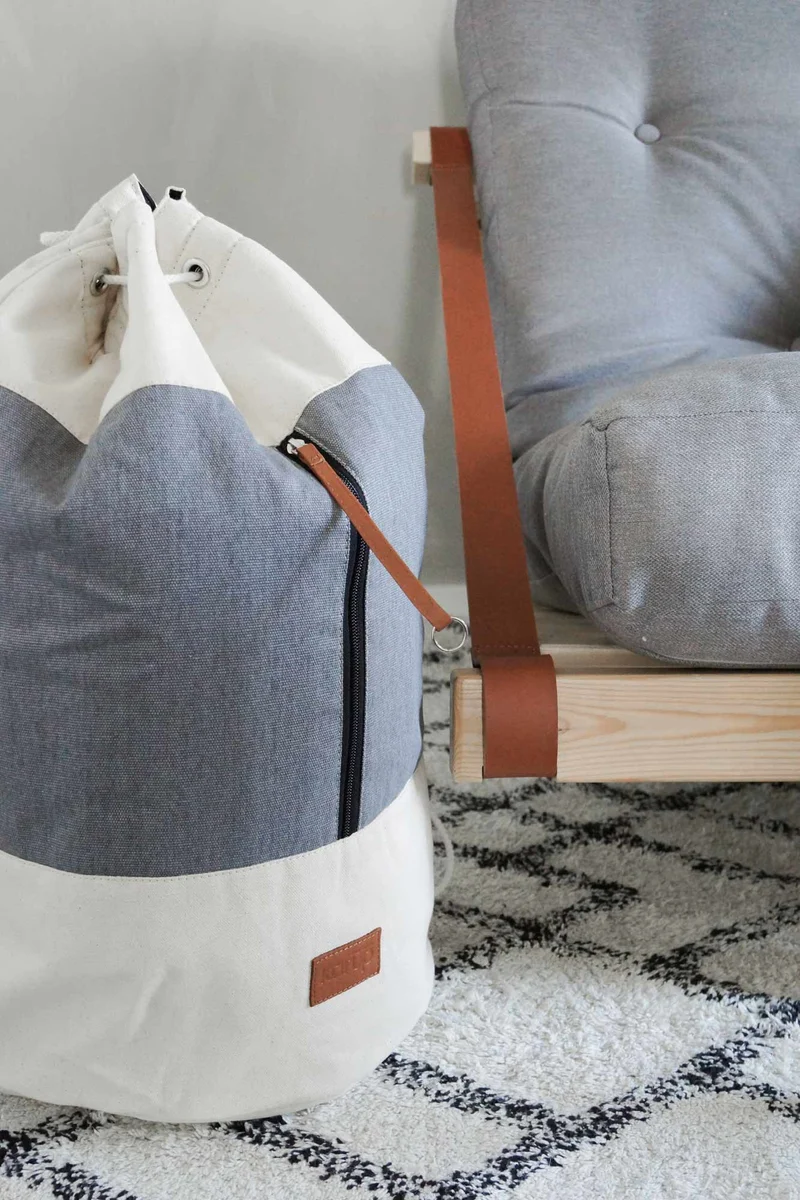 Wäschesack ROADIE Weiß / Grau auch als Rucksack verwendbar, von Karup