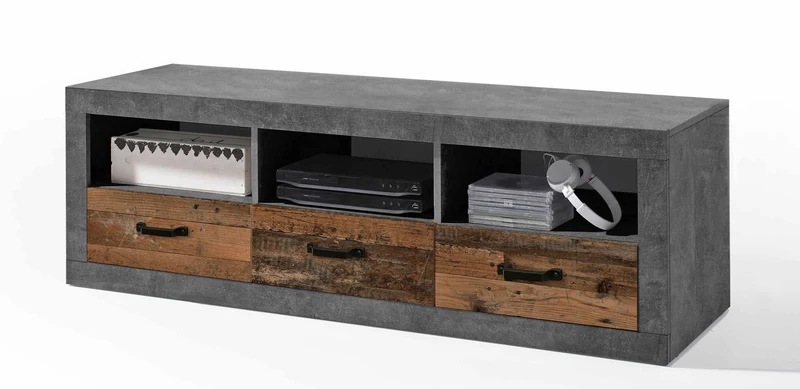 Lowboard INDIANA, mit 3 Schubladen Old Wood Optik und Beton