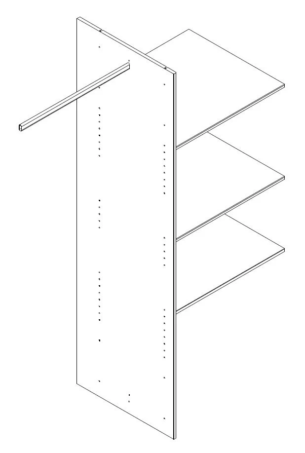 Inneneinteilung 98 cm Kernbuche für Schrank HALVAR + YLVA mit 2 Türen