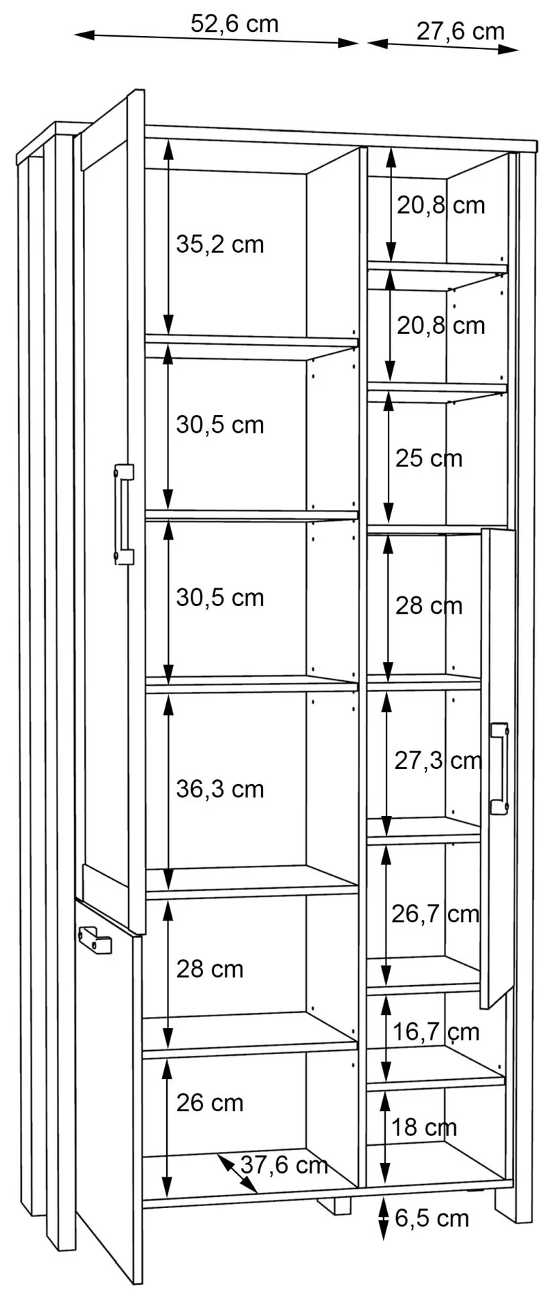Vitrinenschrank CLIF 3-trg. Optik: Old Wood Vintage von Forte
