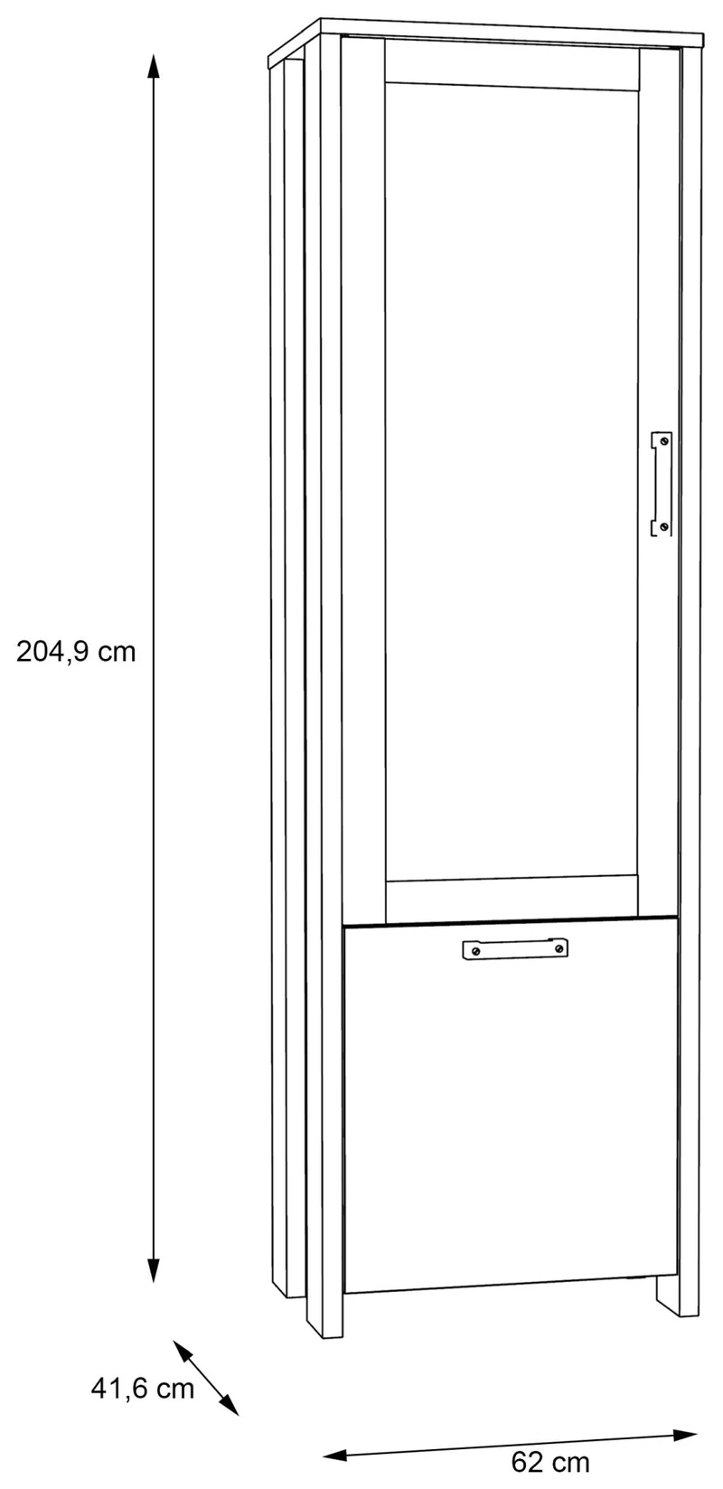 Vitrine CLIF 2-trg. Optik: Old Wood Vintage von Forte