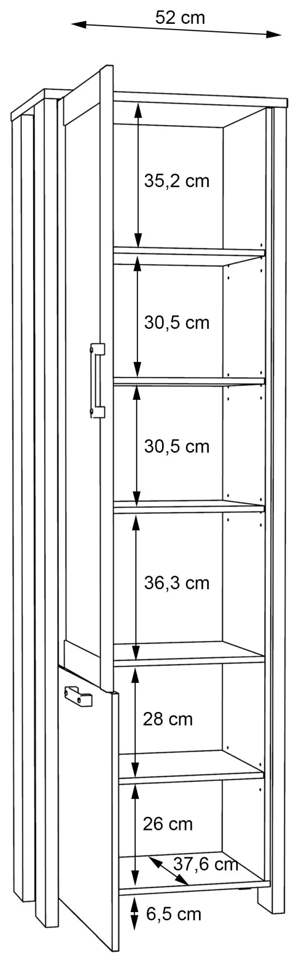 Vitrine CLIF 2-trg. Optik: Old Wood Vintage von Forte