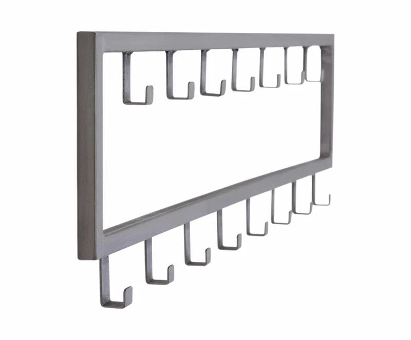 Hakenleiste JON mit 15 Haken Wandgarderobe im Dark-Silver-Finish