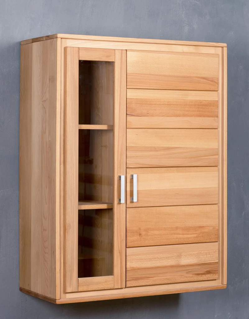 Wohnzimmerschrank Genf Set X, Kernbuche massiv geölt, 4-teilig