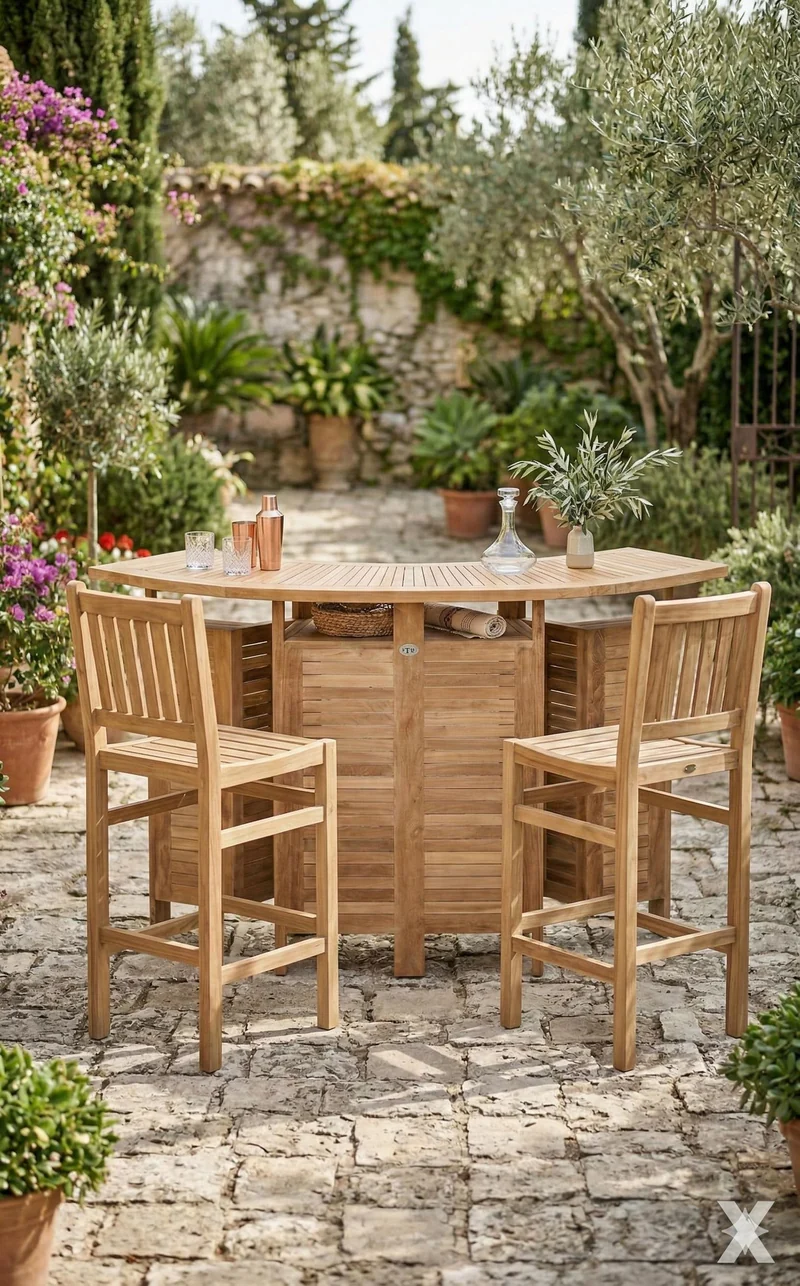 Barhocker in Teak für den Garten oder Terasse