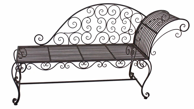 Gartenbank LEMINGTON Liegebank Chaiselongue, Metall dunkelbraun