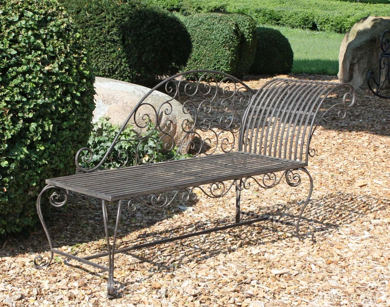 Gartenbank LEMINGTON Liegebank Chaiselongue, Metall dunkelbraun