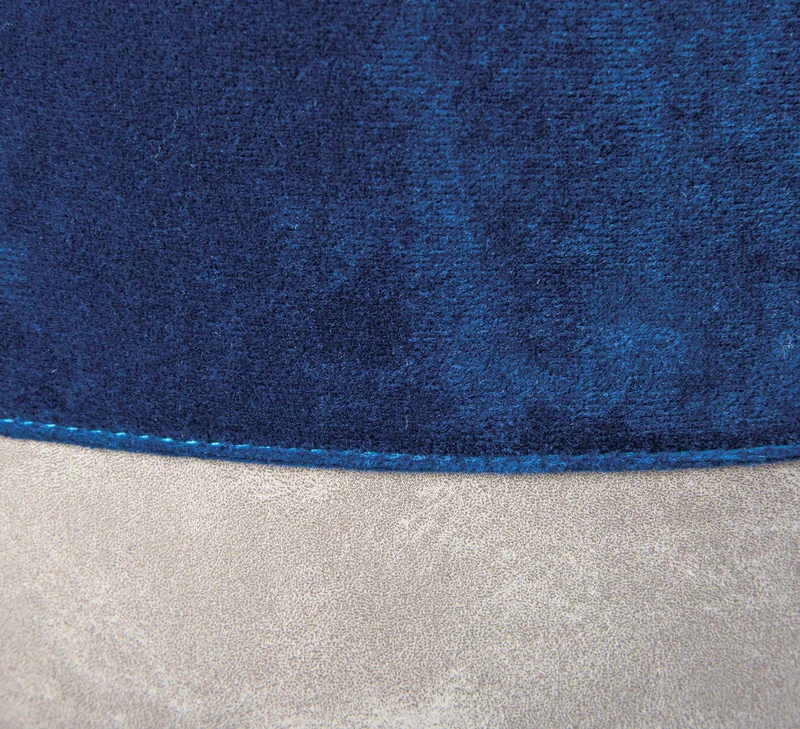 Polsterhocker OSANE Samtbezug Blau Grau Hocker