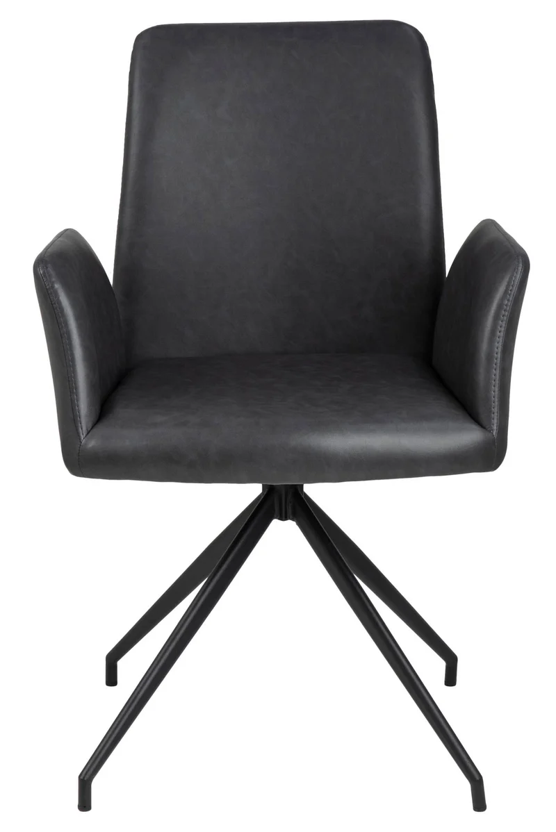 Esszimmerstuhl NAYA drehbar in Kunstleder Vintage schwarz