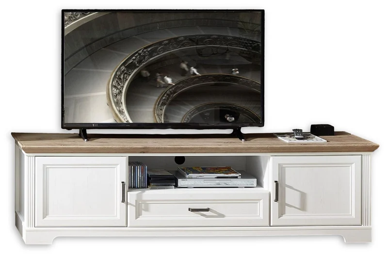 TV Lowboard JASMIN 193 cm Pinie weiß Nachbildung