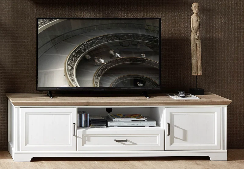 TV Lowboard JASMIN 193 cm Pinie weiß Nachbildung