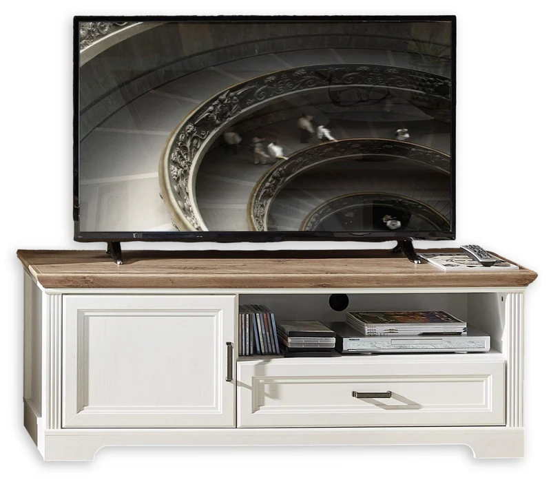TV Lowboard JASMIN 143 cm Pinie weiß Nachbildung