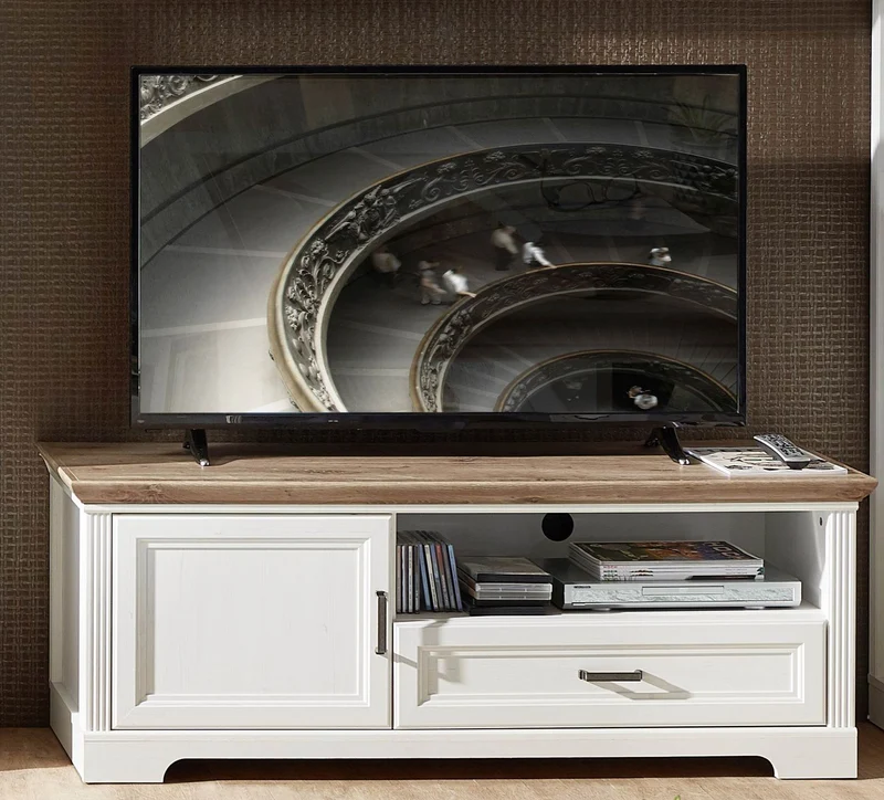 TV Lowboard JASMIN 143 cm Pinie weiß Nachbildung
