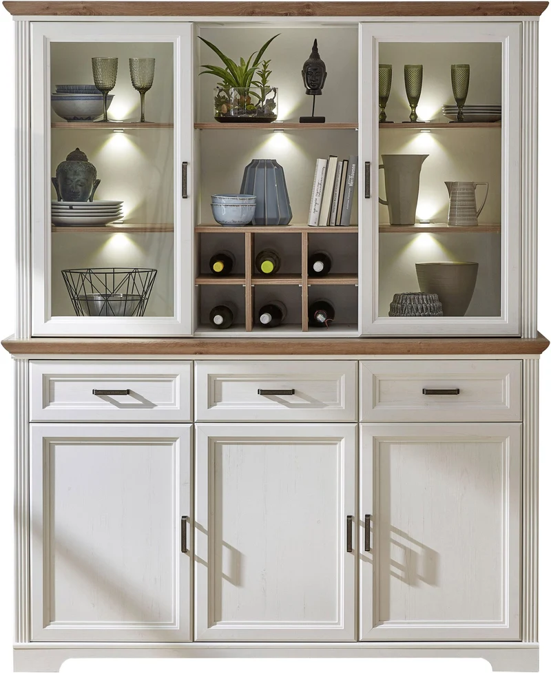 Buffet Geschirrschrank JASMIN Pinie weiß Nachbildung