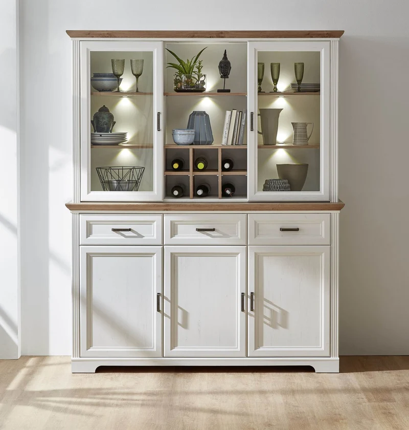 Buffet Geschirrschrank JASMIN Pinie weiß Nachbildung