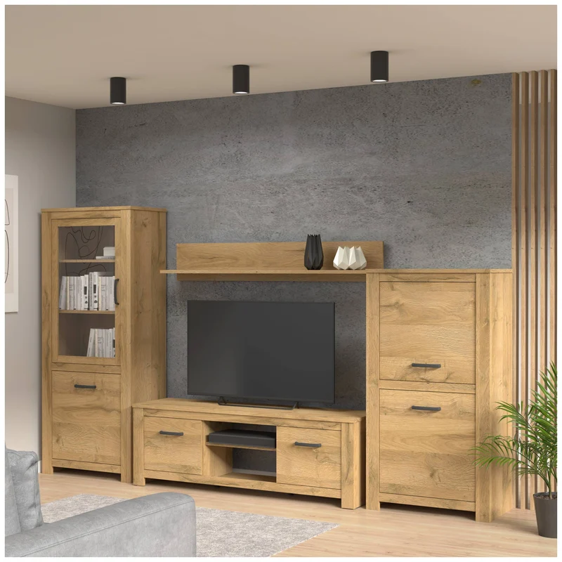 Wohnzimmerschrank HAVANNA, Alt-Eiche, 4-teilig, von Forte