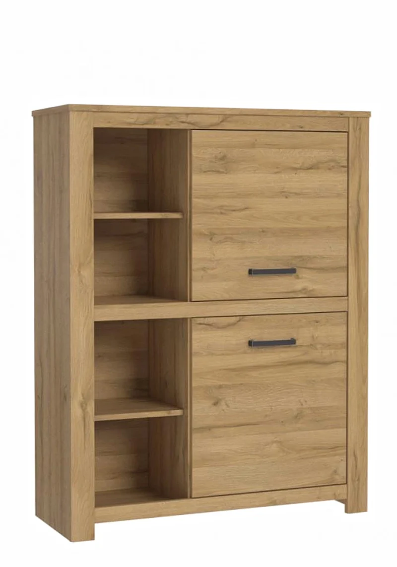 Highboard HAVANNA Optik: Alteiche mit offenen Fächern und 2 Türen