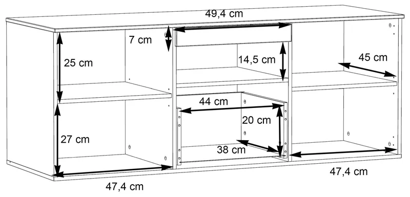 Wohnzimmerschrank COMO links 4-tlg. Grau/Planked Eiche mit LED