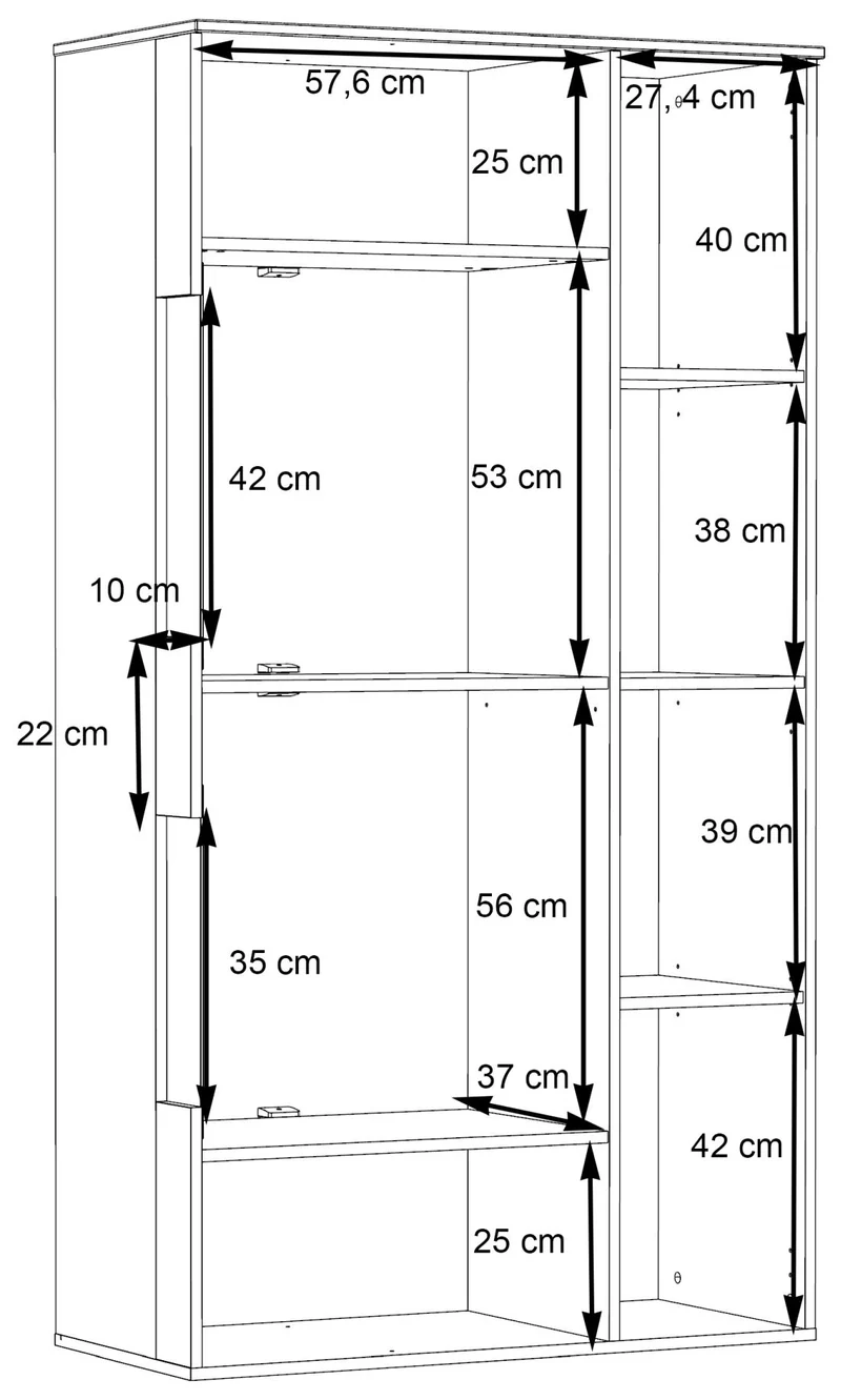 Wohnzimmerschrank COMO links 4-tlg. Grau/Planked Eiche mit LED