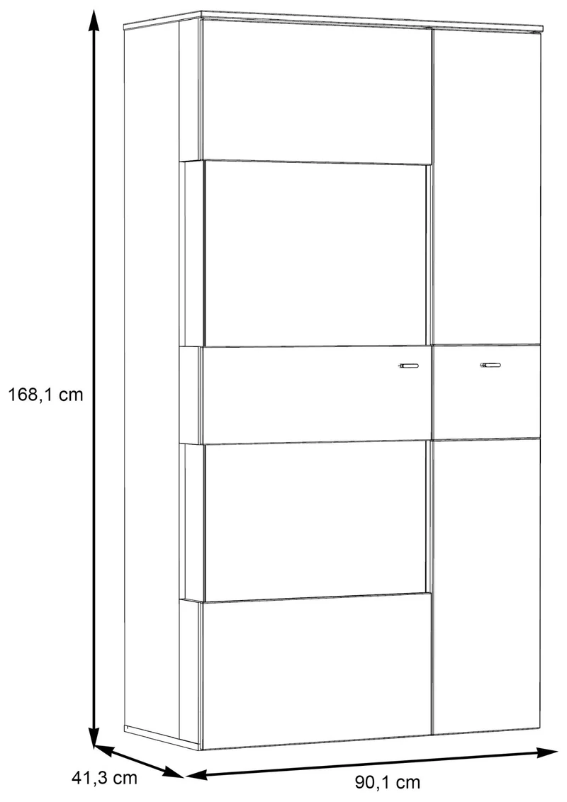 Highboard Vitrine halbhoch COMO Optik: Grau / Planked Eiche von Forte